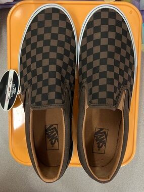 Vans Checkerboard Slip-On in Brown and Black